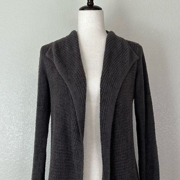 Barefoot Dreams Cozychic Lite Charcoal Gray Open Front Cardigan, Sz Medium - Picture 4 of 13